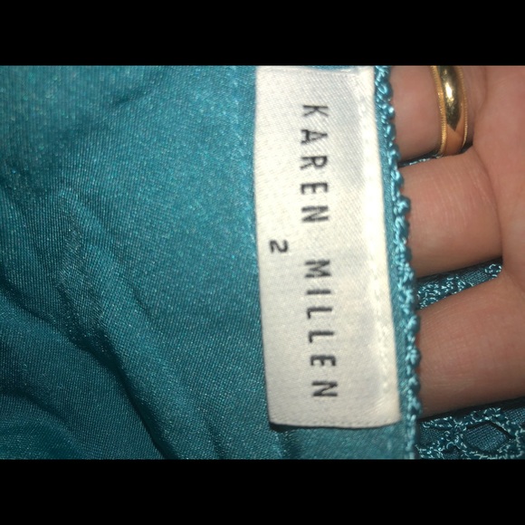 Karen Millen Turquoise Blue beaded Crotched Dress, Size 10 U.K. - Picture 15 of 16